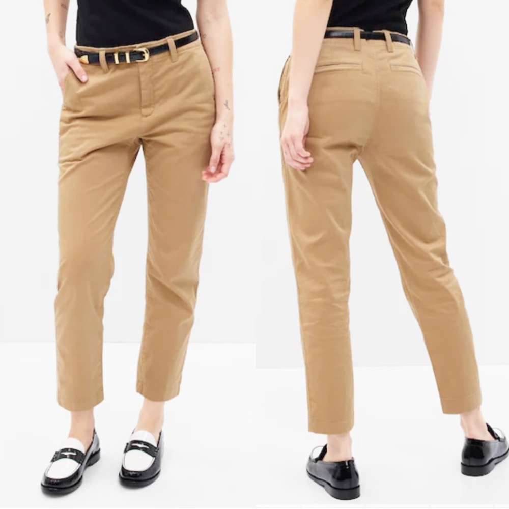 GAP khaki slim crop length tan cotton stretch pants size 2R